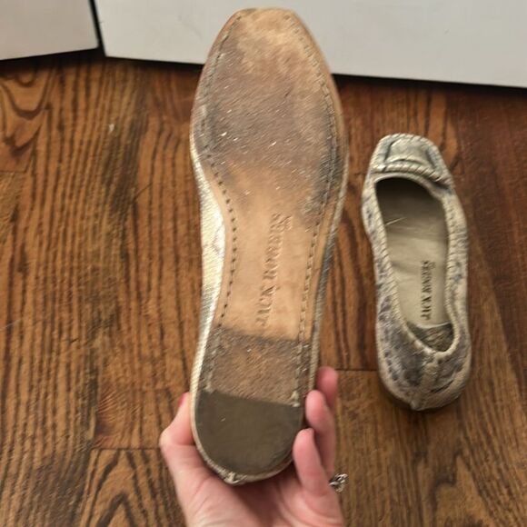 Jack Rogers Belle Buckle Python Printed Leather Flats Size 9.5 Cream Python - Picture 5 of 5
